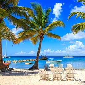 lounge chairs by the beach in the Dominican Republic