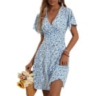 V Neck A-Line Midi Dress