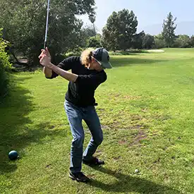 Me playing golf during one of my recent business trips to Santa Barbara, CA.