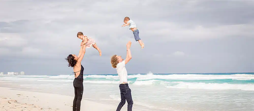 fergusson family at beach in cancun