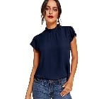 Short-Sleeve Mock-Neck Chiffon blouse