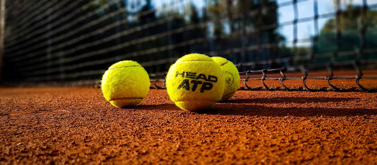 Tennis court with balls