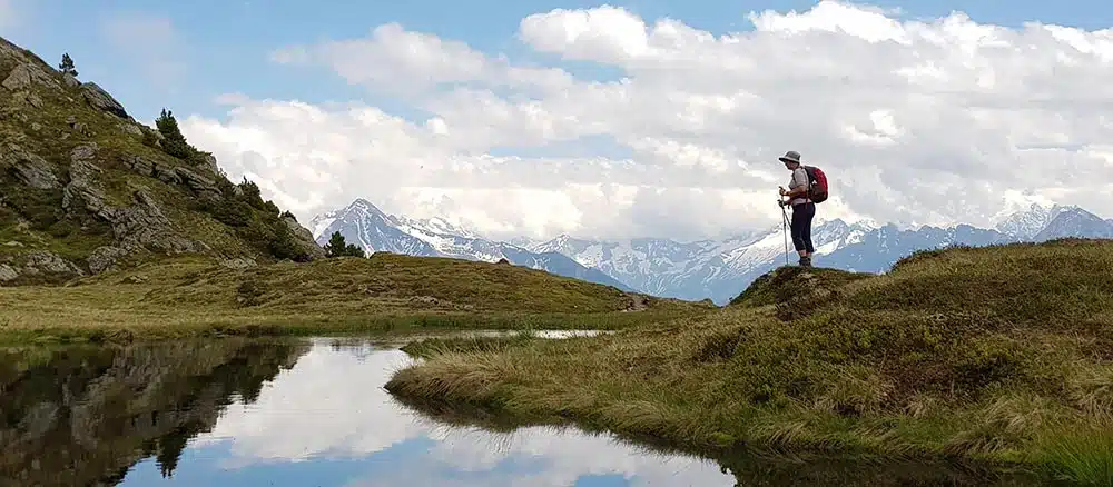 Hiking near lake