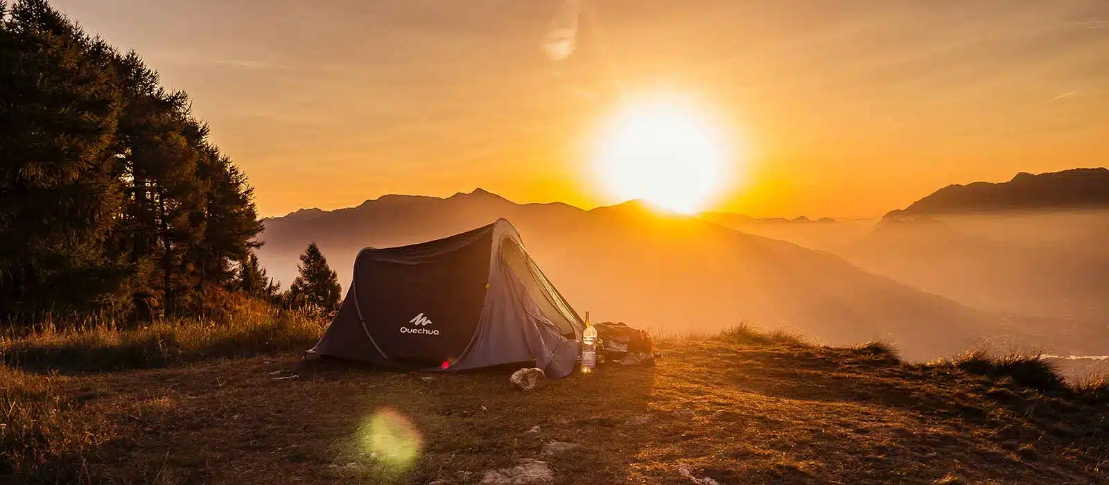 camping tent with sunrise