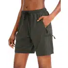 SANTINY-Lightweight-Athletic-Pockets-Green Hiking Cargo Shorts Quick Dry Lightweight