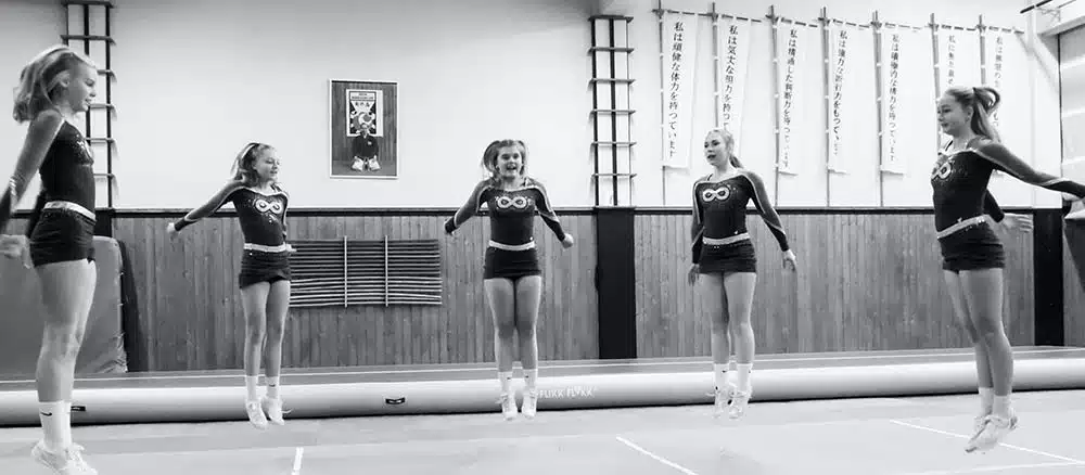 Girls at cheerleading camp
