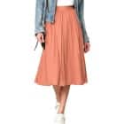 Made By Johnny Women's High Elastic Waist Pleated Mid A-Line Swing Skirt