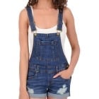 dollhouse Women’s Shortalls - Basic Stretch Denim Jean Shorts Overalls