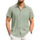 Alimens-Gentle-Shirts-Wrinkle-Vacation Linen Shirts Short Sleeve
