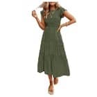 Elastic Waist Midi Dress