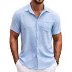 COOFANDY-Button-Sleeve-Hawaiian-Casual Shirts with Pocket