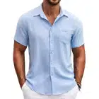 COOFANDY-Button-Sleeve-Hawaiian-Casual Shirts with Pocket