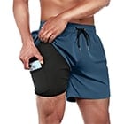 Beach Shorts with Compression Liner and Zipper Pocket