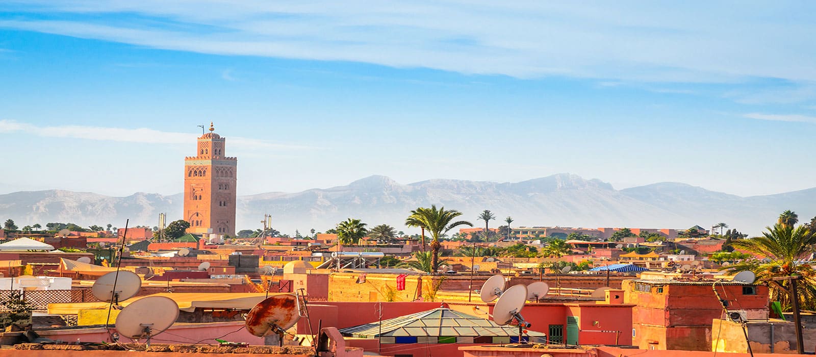 view on Marrakech with mountains in the background