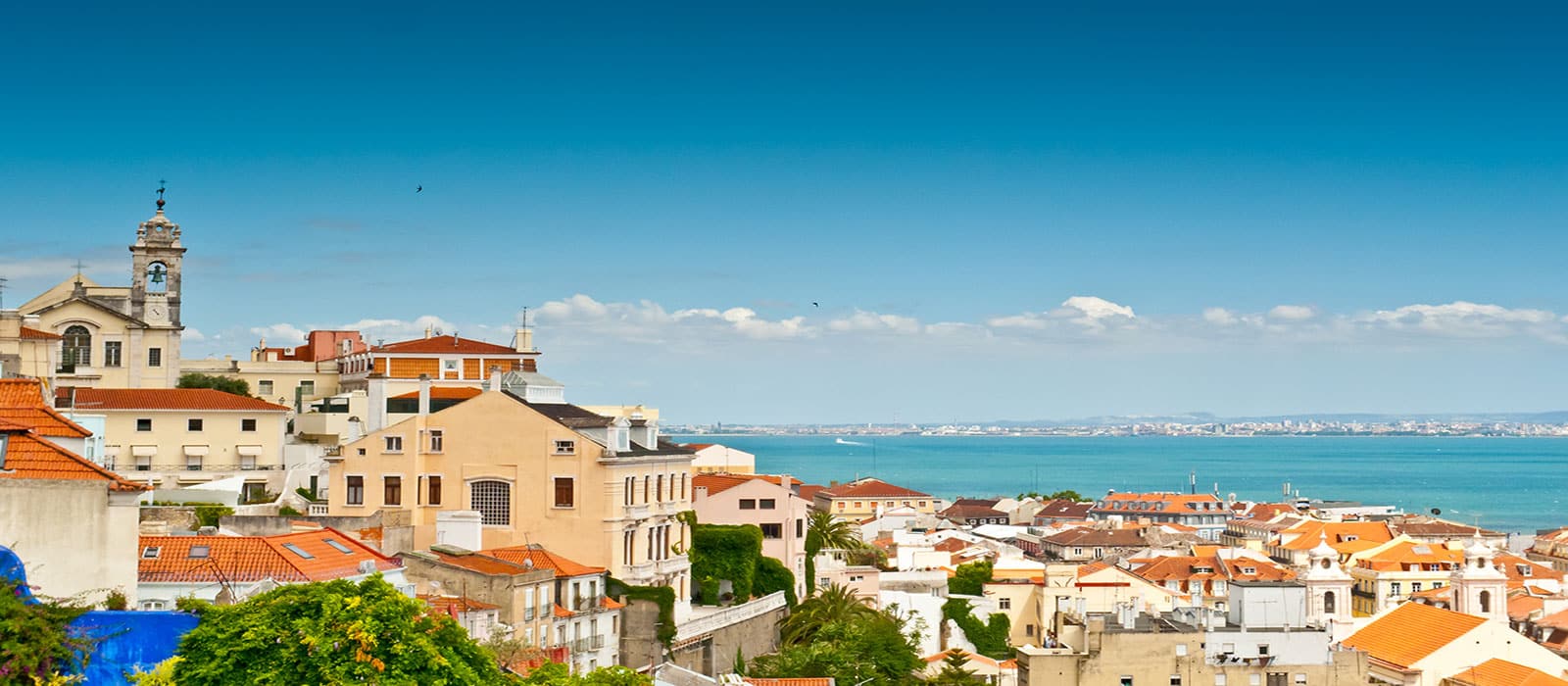 view of Lisbon houses overlooking the sea
