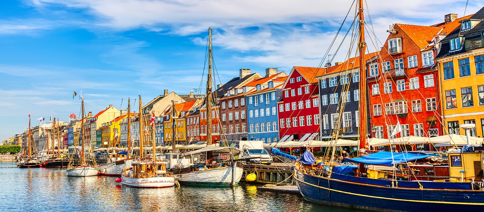 Copenhagen colorful buildings along the water