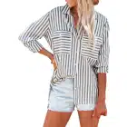 Neck Blouses Tops with Pockets
