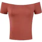 Short Sleeves Off The Shoulder Solid Crop Top