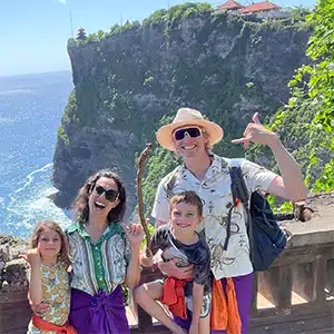 Our family at the Uluwatu Temple in Bali