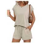 Womens-Short-Barbados Womens Crew Neck Two Piece Short